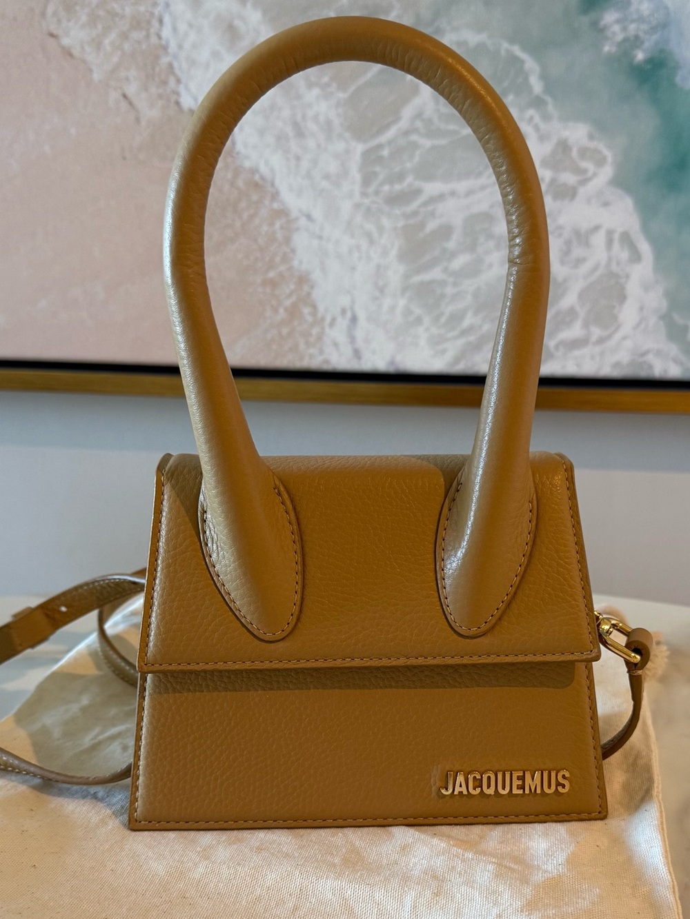 LIKE NEW - Jacquemus Tan Le Chiquito Medium Moyen Leather Top-Handle Bag